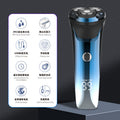 Full body washable shaver for men, lithium battery, lcd display, triple blade head, motorized, led floating shaving
