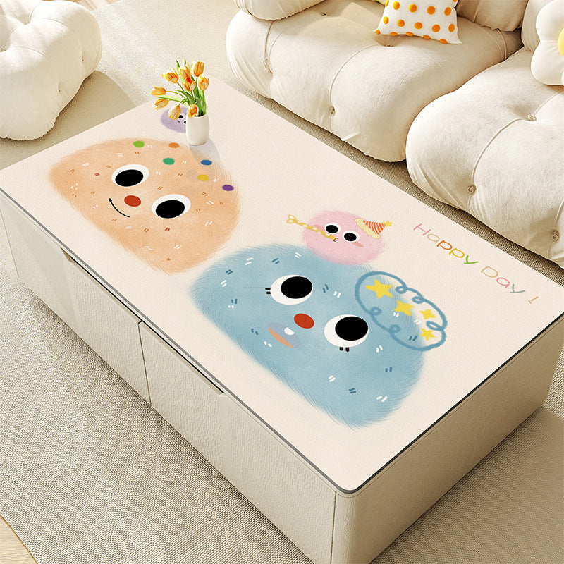Environmentally friendly cartoon tablecloth waterproof and oil-proof coffee table mat silicone leave-in anti-ironing tablecloth living room protection dining table mat