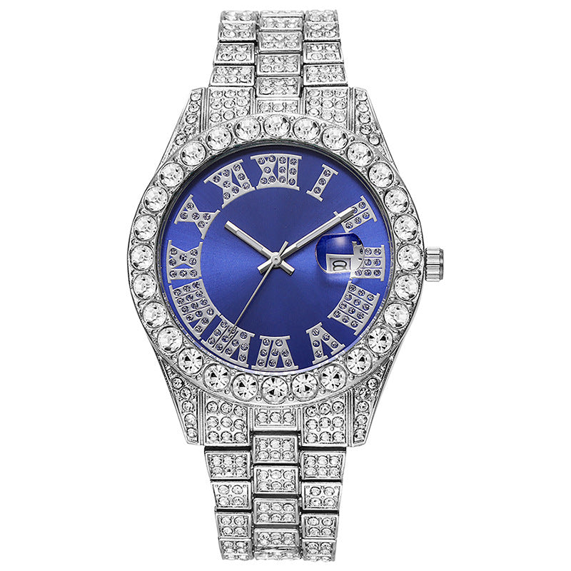 2025 hot-selling export watch: european and american men's personalized hip-hop feng shui ghost roman numeral diamond-inlaid quartz watch for men