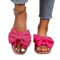 new flat rhinestone bow one-strap slippers women's outdoor wear solid color lightweight fabric sandals