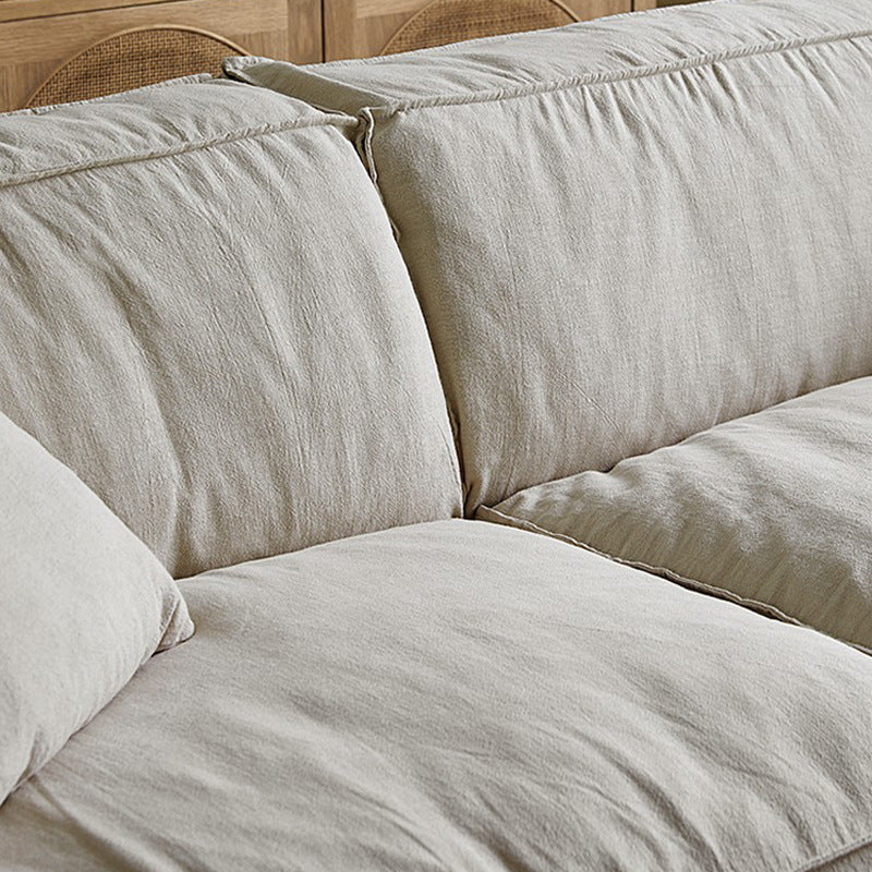 Linen fabric down sofa italian wabi-sabi style minimalist modular sofa set four-seater straight row sofa removable and washable