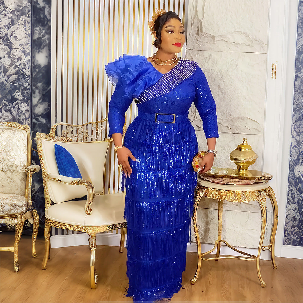african women's clothing plus size new arrivalins  fashionexportsexy tassel dinner sequindress