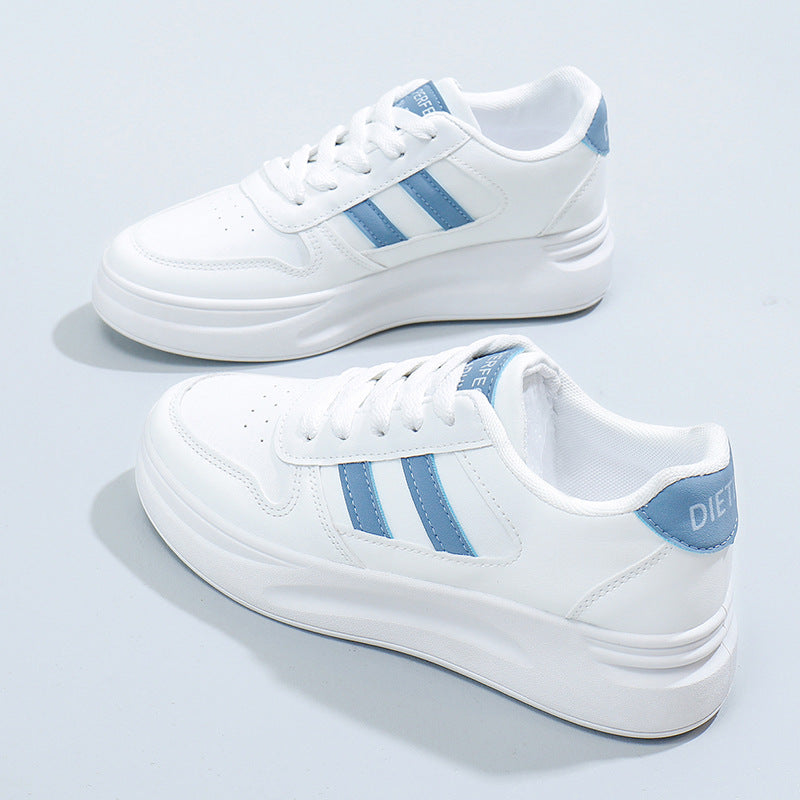 2025 spring new women's white sneakers - versatile chunky sole, korean style, ins & harajuku inspired, athletic skate shoes for students
