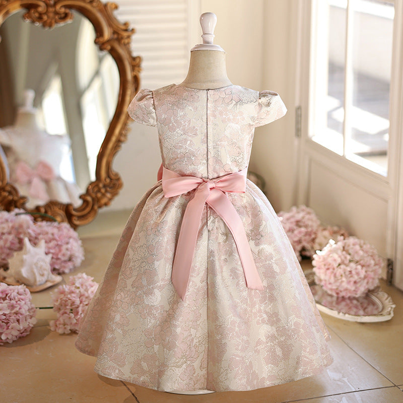 Girls' dress birthday chic princess dress pink cute style baby girl skirt new cross-border custom woven gold