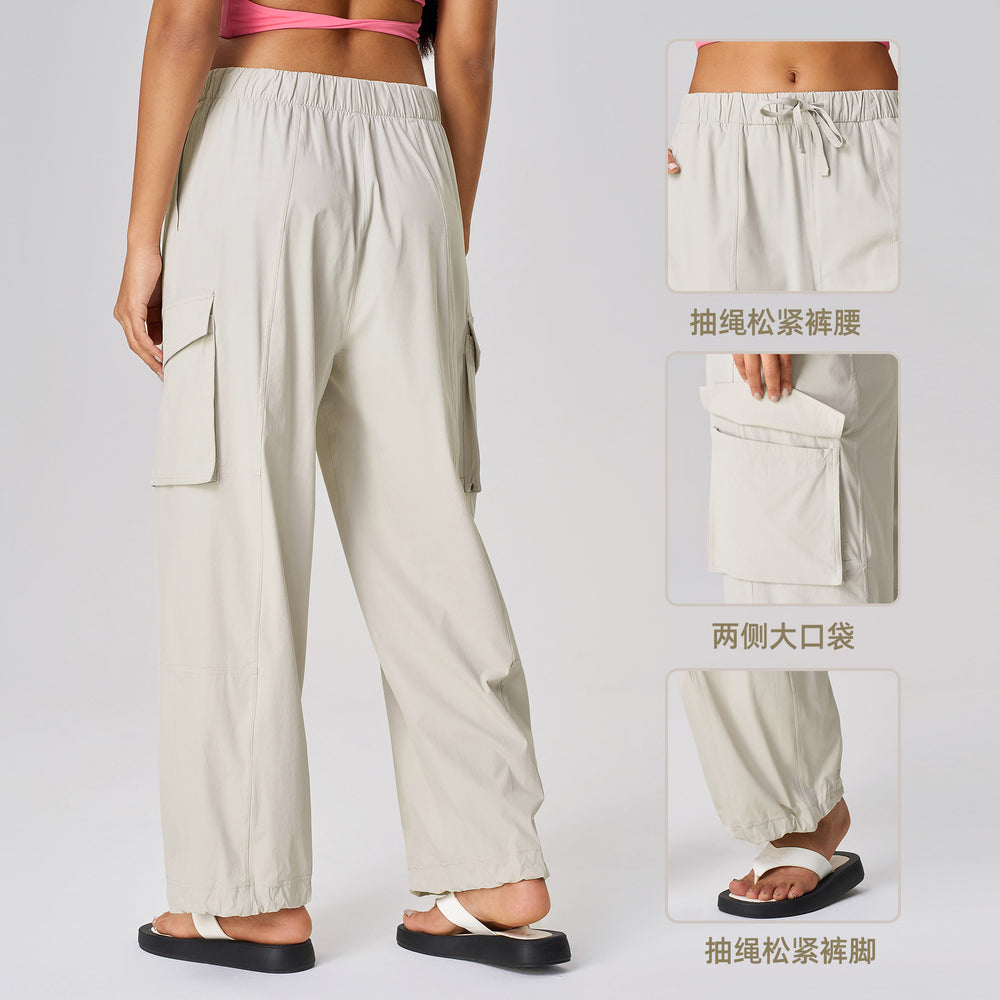 Summer quick-dry breathable cargo pants women's casual versatile loose wide-leg outdoor hiking sports pants d25076