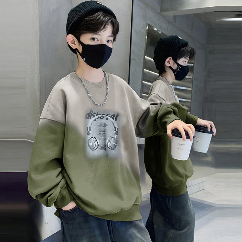 Boys' long-sleeve t-shirt, new  spring collection, student sportswear, spring/autumn boys' top, trendy sweatshirt for mid-to-large children
