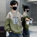Boys' long-sleeve t-shirt, new  spring collection, student sportswear, spring/autumn boys' top, trendy sweatshirt for mid-to-large children