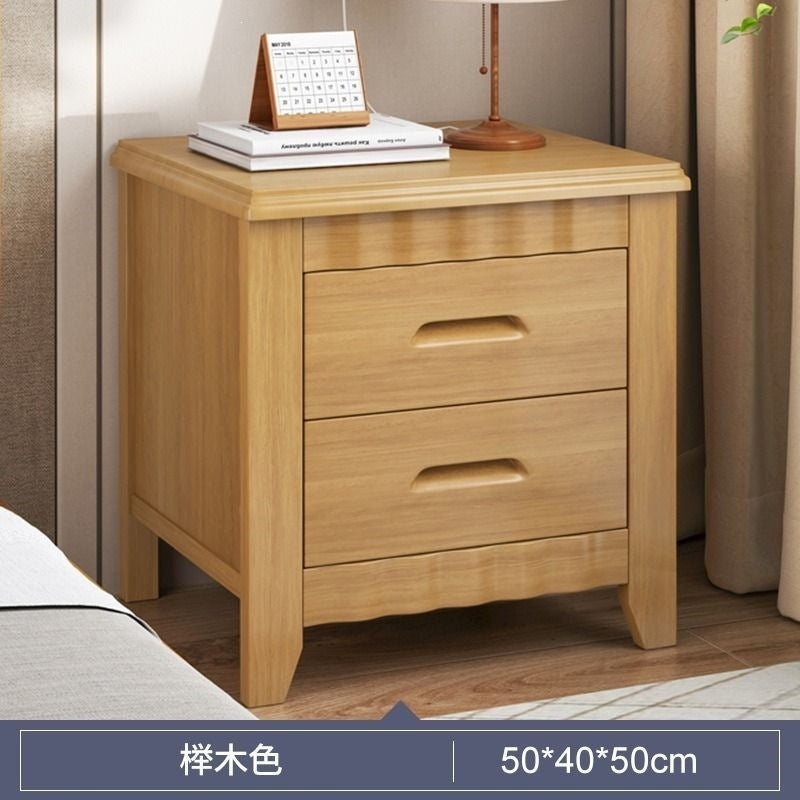 Solid wood bedside table for home bedroom, lockable storage cabinet, small rental room bedside storage chest, no assembly required