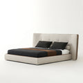 Italian normcore cotton and linen fabric bed designer cream style widescreen bed modern double large apartment house master bedroom bed