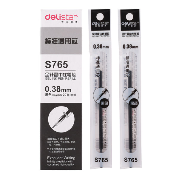 Deli S765 full needle tube refill 0.38 financial signature neutral refill replacement refill black and red fountain pen carbon pen