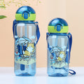 Pop-up plastic water cup cute cartoon food grade kids straw cup kindergarten strap water kettle portable water bottle
