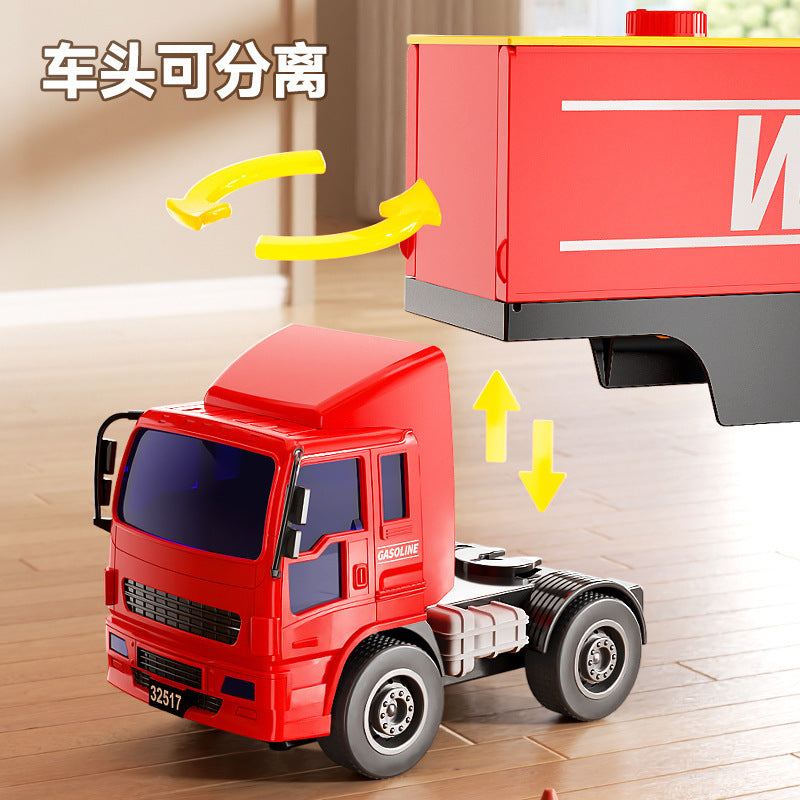 Kids' large-sized mobile gas station truck simulation - engineering transport car model - inertia toy for boys