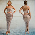 C7196 cross-border   fashion women's sexy camisole banquet dress long skirt set summer