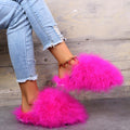 plus size indoor and outdoor fur slippers for women 2024 internet celebrity real fur toe cap for home office stuffed slippers for women