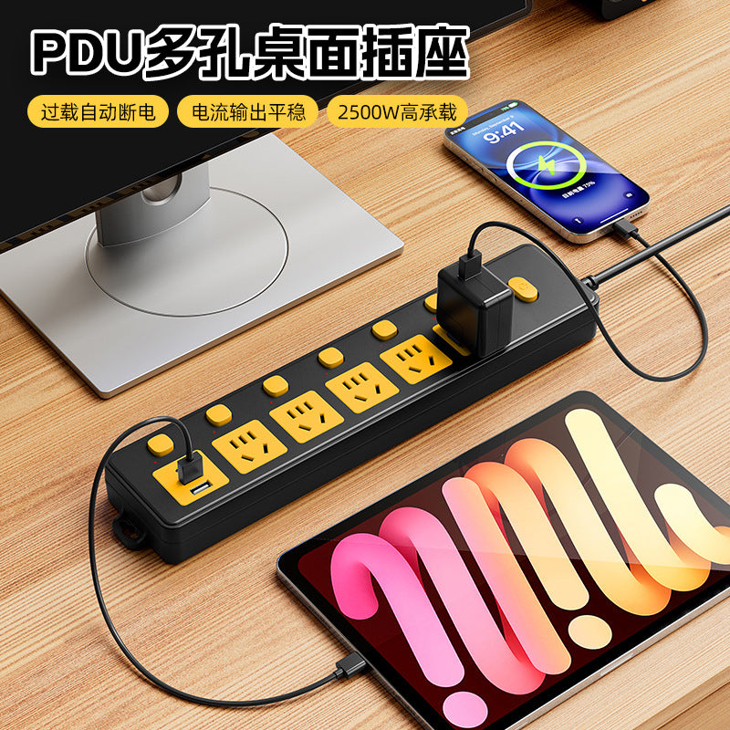 Independent switch multi-function with usb socket row plug for home multi-hole fish tank special plug strip board with cable plug-in board
