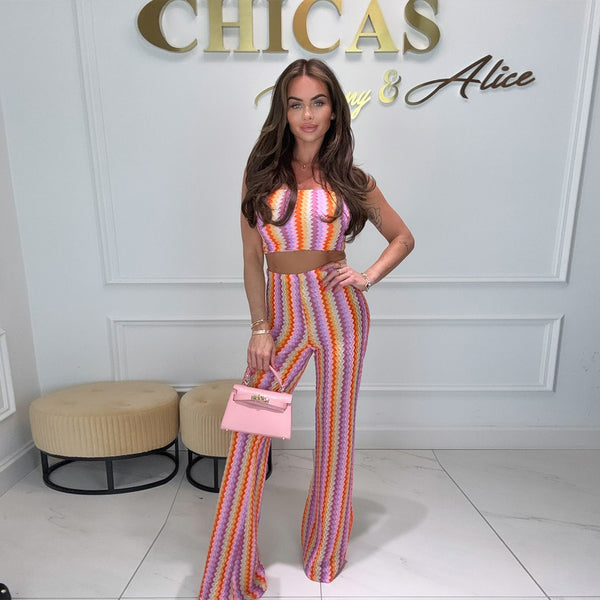 32590SBY  popular 2025 autumn new product yarn-dyed open button backless tube top European and American striped suit women