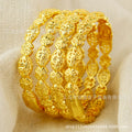 Wholesale middle eastern women's floral hollow-out design bangle dubai gold-plated luxury bracelet
