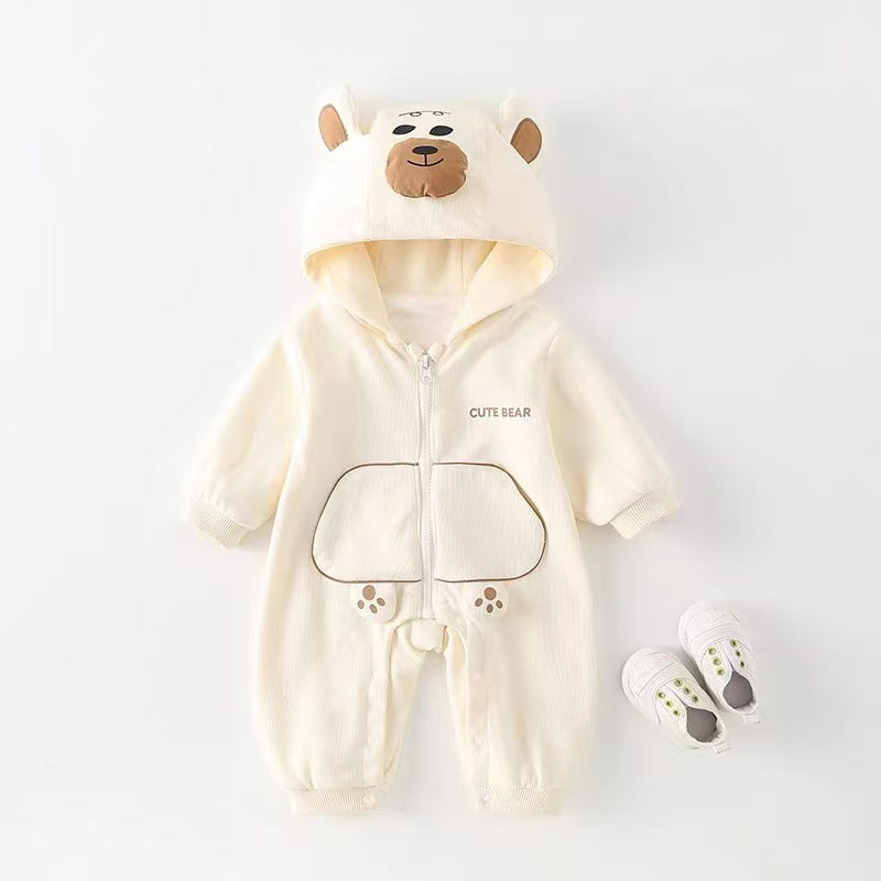 Newborn outing outfit cute newborn clothes for boys and girls hooded jumpsuit spring & fall romper jacket baby trendy