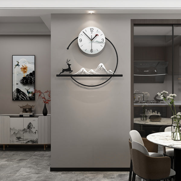 Modern new Chinese clock living room home wall clock simple wall hanging high-end dining table sofa decoration silent clock