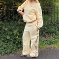 fashion cross-border women's hooded sweatshirt suit embroidered letters loose sports two-piece set
