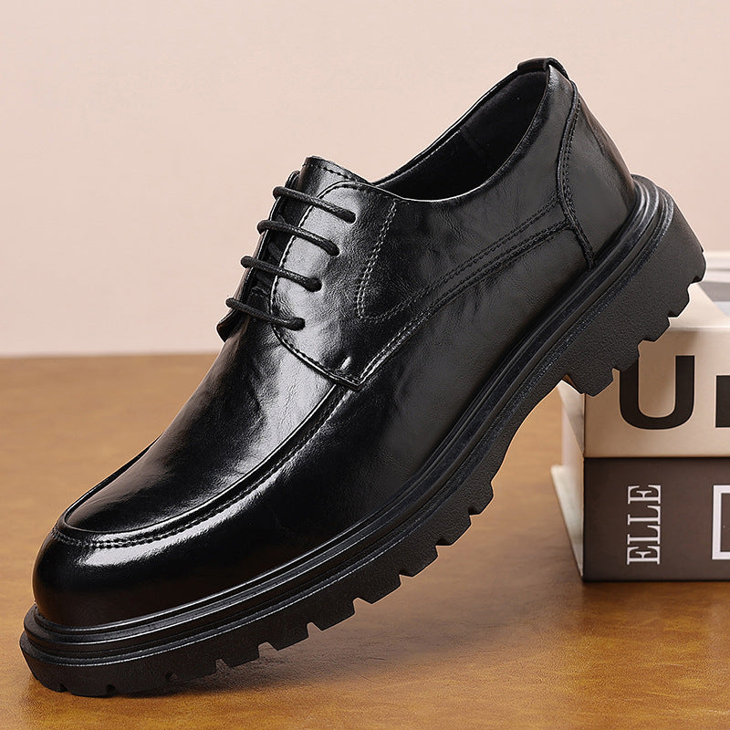Genuine leather men's formal dress shoes - business, british style, chunky sole, casual, work, wedding, groom shoes 2401-1