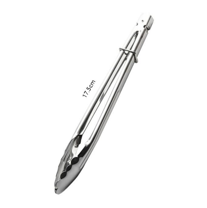Stainless steel home & outdoor food tongs - bbq tongs, buffet food tongs, kitchen bread tongs, steak tongs, red rubber grip