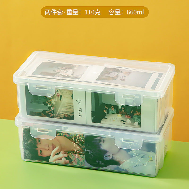 Game Card Storage Box with Lid Card Storage Box with Separator Sticker Badge Postcard Small Card Storage Box