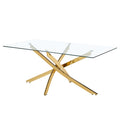 Amazon restaurant table classy rectangular table cross-border foreign trade restaurant long table tempered glass dining table