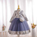 New children's formal wear set: gold thread wedding dress three-piece princess outfit for girls, perfect for piano recitals and special occasions