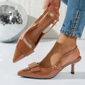 plus size high heels toe-cap sandals 2026 spring and summer new arrivalfashion style glossy shallow mouth back strap women's shoes