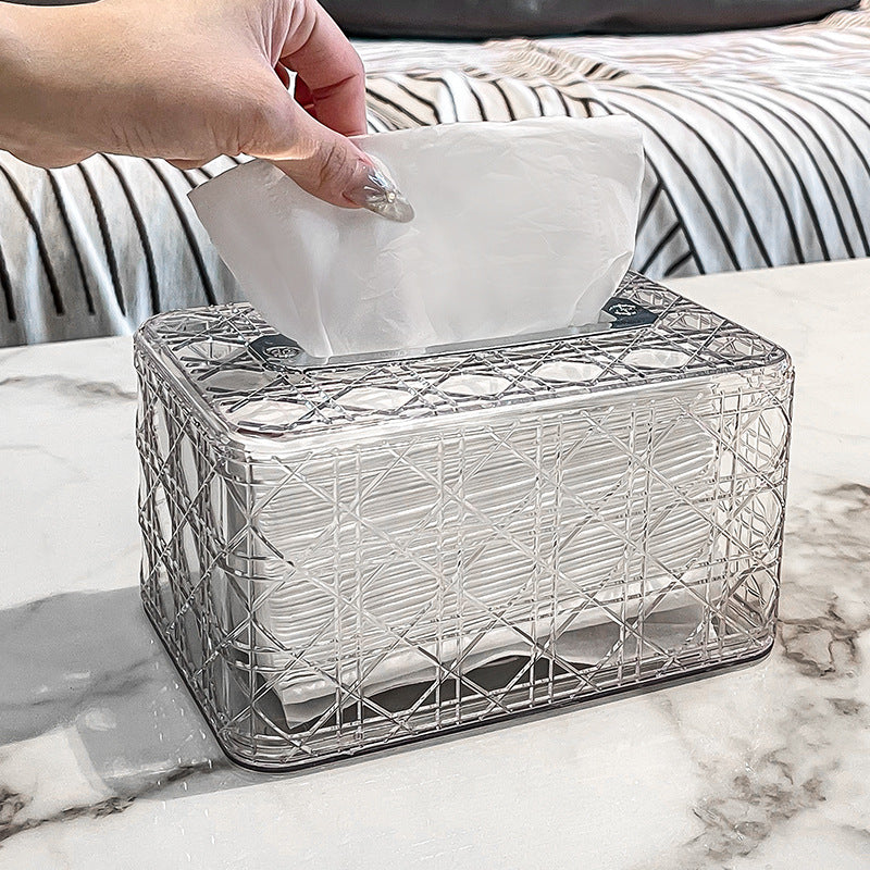 New arrivalaccessible luxury square rattan grids pattern tissue box classysense of design living room tissue box bathroom desktop spring adjustable