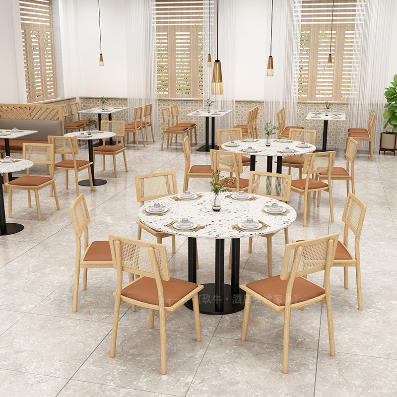 Customized theme Western restaurant Wall booth Sofa Cafe Clear bar Solid wood rattan tables and chairs Hotel catering furniture
