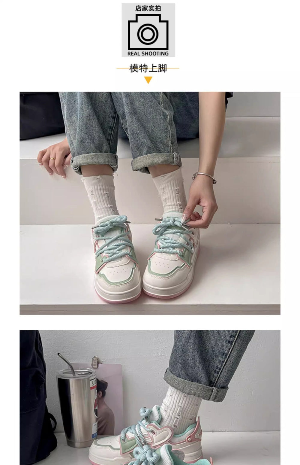 Best sellingwhite shoes women's 2025 spring and summer new women's shoes easiest for matchcasual sneakers niche stylethick soleflats