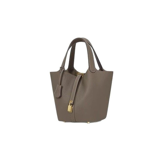 Genuine leather vegetable basket women's bag 2024 bucket bag large capacity satchel bag first layer cowhide classy genuine leather women's bag