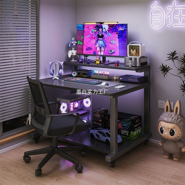 Small computer desk desktop corner household carbon fiber sticker e-sports table desk small apartment movable workbench