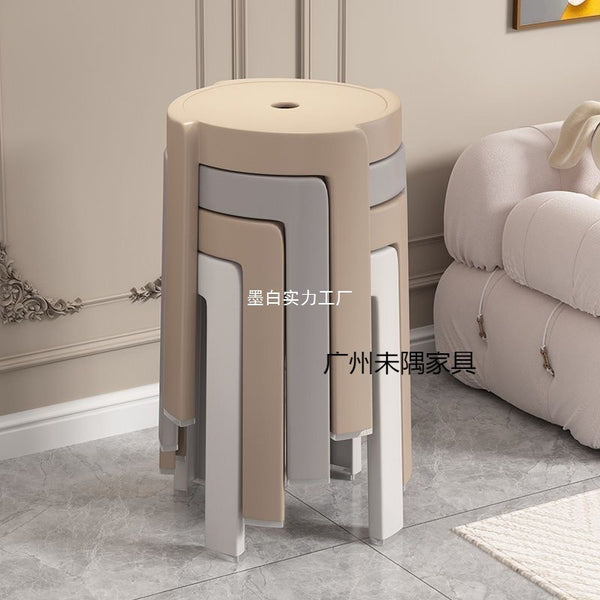 Thickened whirlwind stool household living room high stool can be stacked modern simple round stool plastic high stool dining table chair