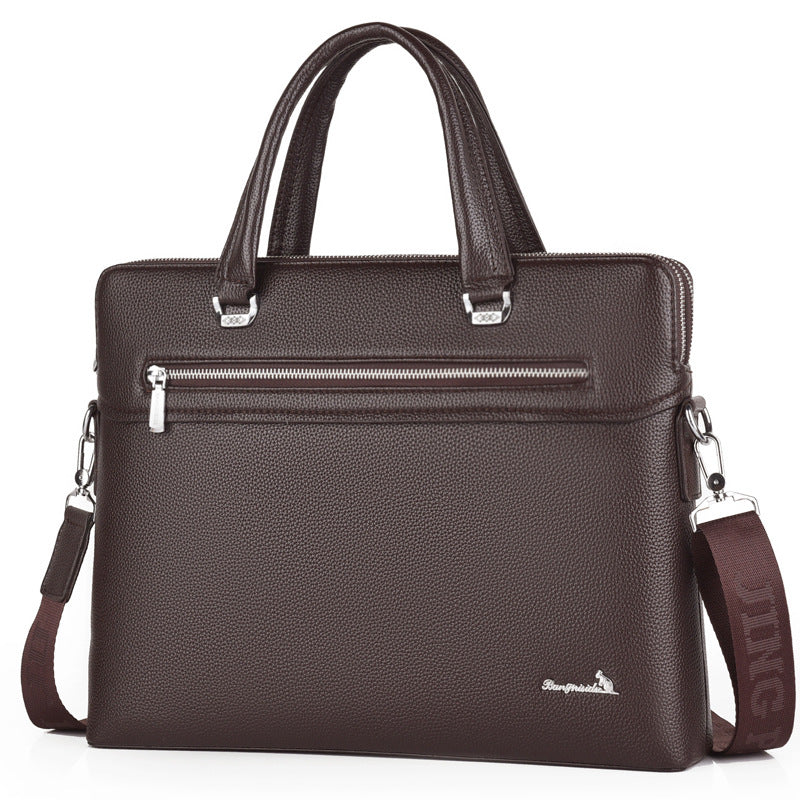 New men's fashion trend high-end laptop bag leather large-capacity bag briefcase messenger bag