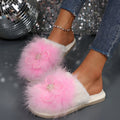 cotton slippers baotou heattech slippers flats slippers daily home slippers soft real fur soft bottom flower cotton slippers