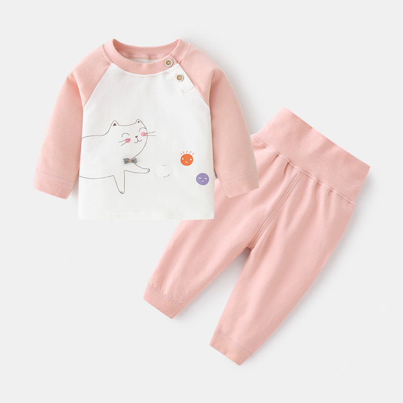 Babibele baby underwear set - autumn/winter thermal underwear for children, class a, raglan sleeve printed two-piece set with high-waisted long johns