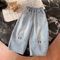 Spring new girls' trendy cartoon puppy jeans - stylish korean-style kids' pants for baby girls