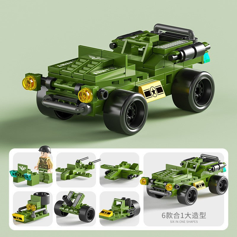 Compatible with lego 6-in-1 city police boys military kindergarten small particle educational building blocks toy wholesale