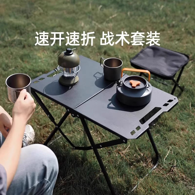Outdoor folding table multifunctional igt tactical table portable picnic camping table and chair equipment set