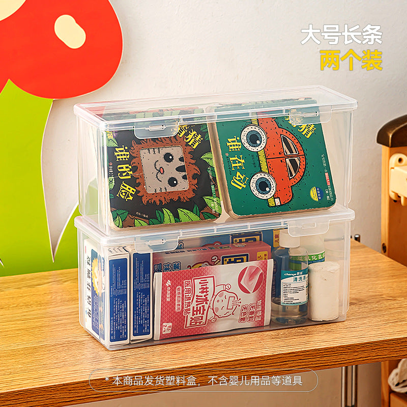 Toothpaste bottle storage box with lid Plastic baby toy box with lid Transparent flip rectangular storage box