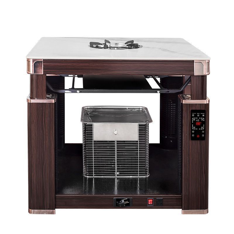 Gas and electric dual-purpose square electric heating table for home stove natural gas heating table fire table 90cm hot pot dining table