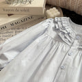 Spring new girls' long-sleeve lace collar shirt - trendy baby girl blouse, stylish kids' top, casual children's clothing