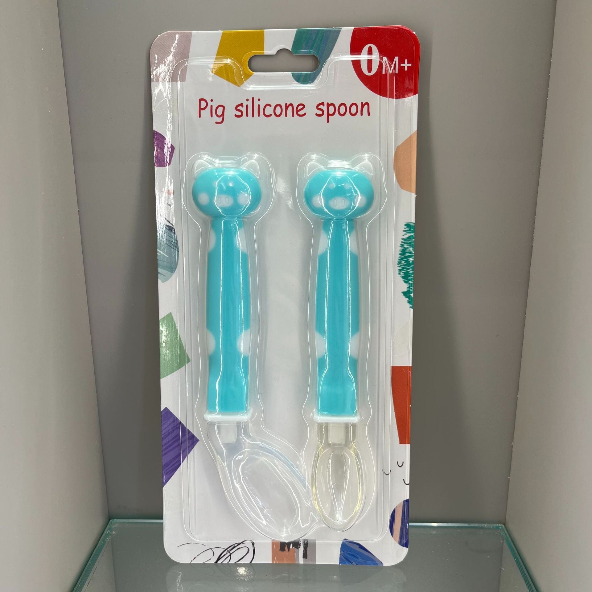 English card baby silicone spoon baby feeding tableware straight spoon elbow spoon combination soft silicone spoon