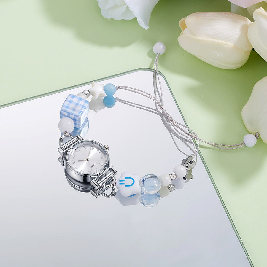 Jewelry pearl strap watch new design black technology internet celebrity stylish creative quartz watch quartz women's watch