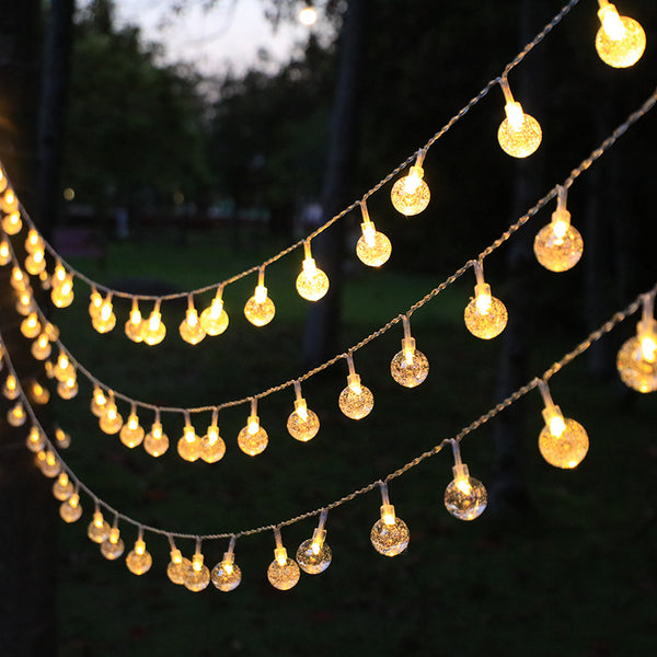 LED solar crystal ball bubble ball light string outdoor camping lights, garden decoration atmosphere string lights Christmas lights