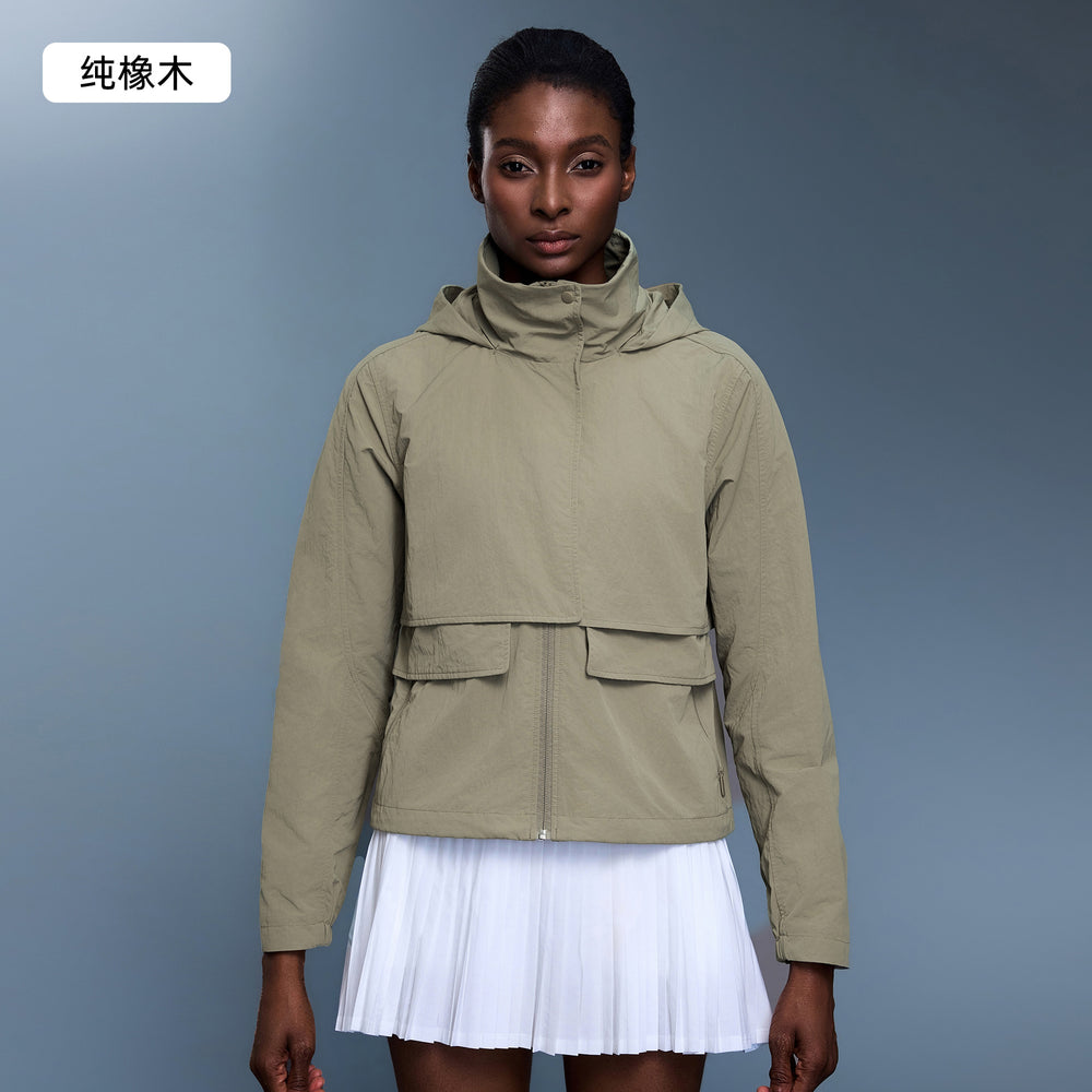Outdoor waterproof abrasion resistant sports windbreaker women's packable hooded loosecasualoutwearjacketautumnd25125