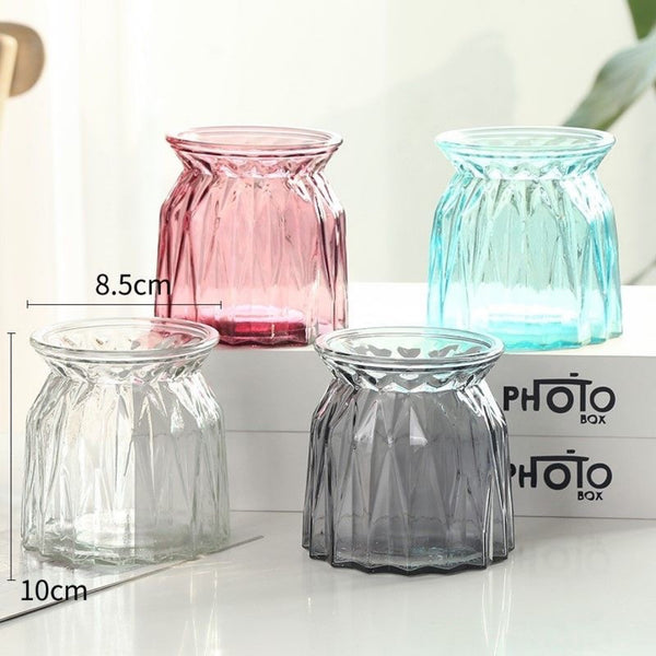 Glass bottle transparent glass vase container mint green dill hydroponic plant flower pot round water raising small utensils vase